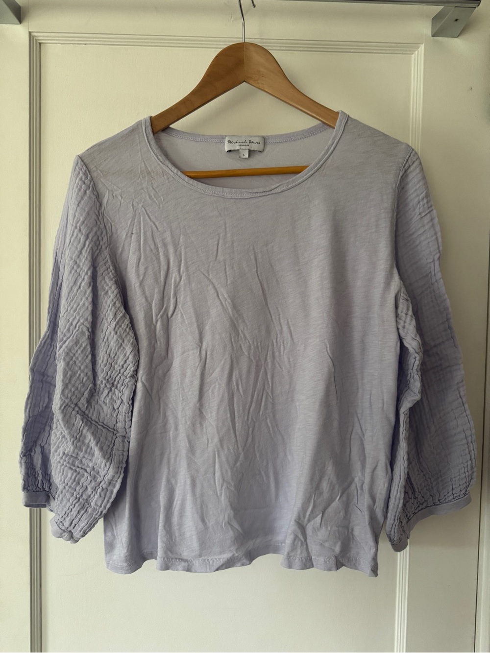 Splendid Lavender Gauze Sleeve Scoop Neck Top size L
